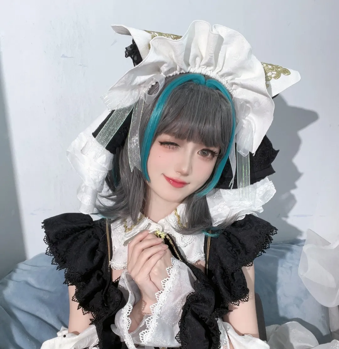 趴趴捣蛋陌cosplay角色风格作品整理 黑白蕾丝服装与灰色短发角色造型