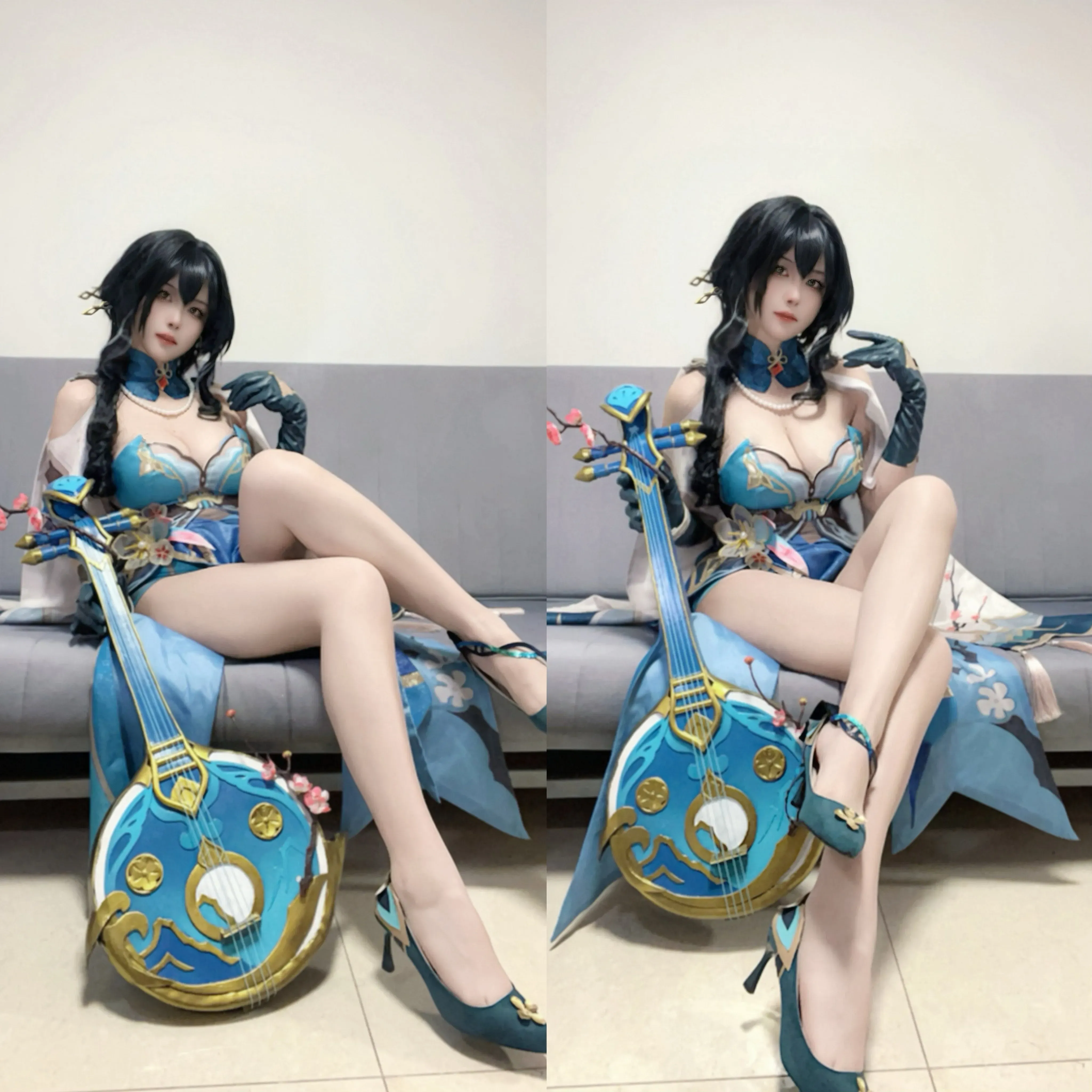 Dakki伊completed 蓝色系游戏角色服装与道具搭配展示