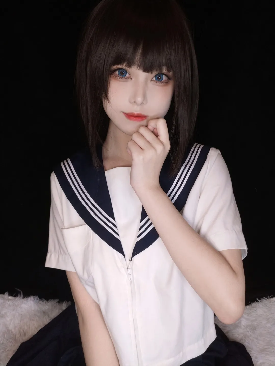 蜜汁猫裘cosplay视觉作品整理 白色水手服风格角色写真照片