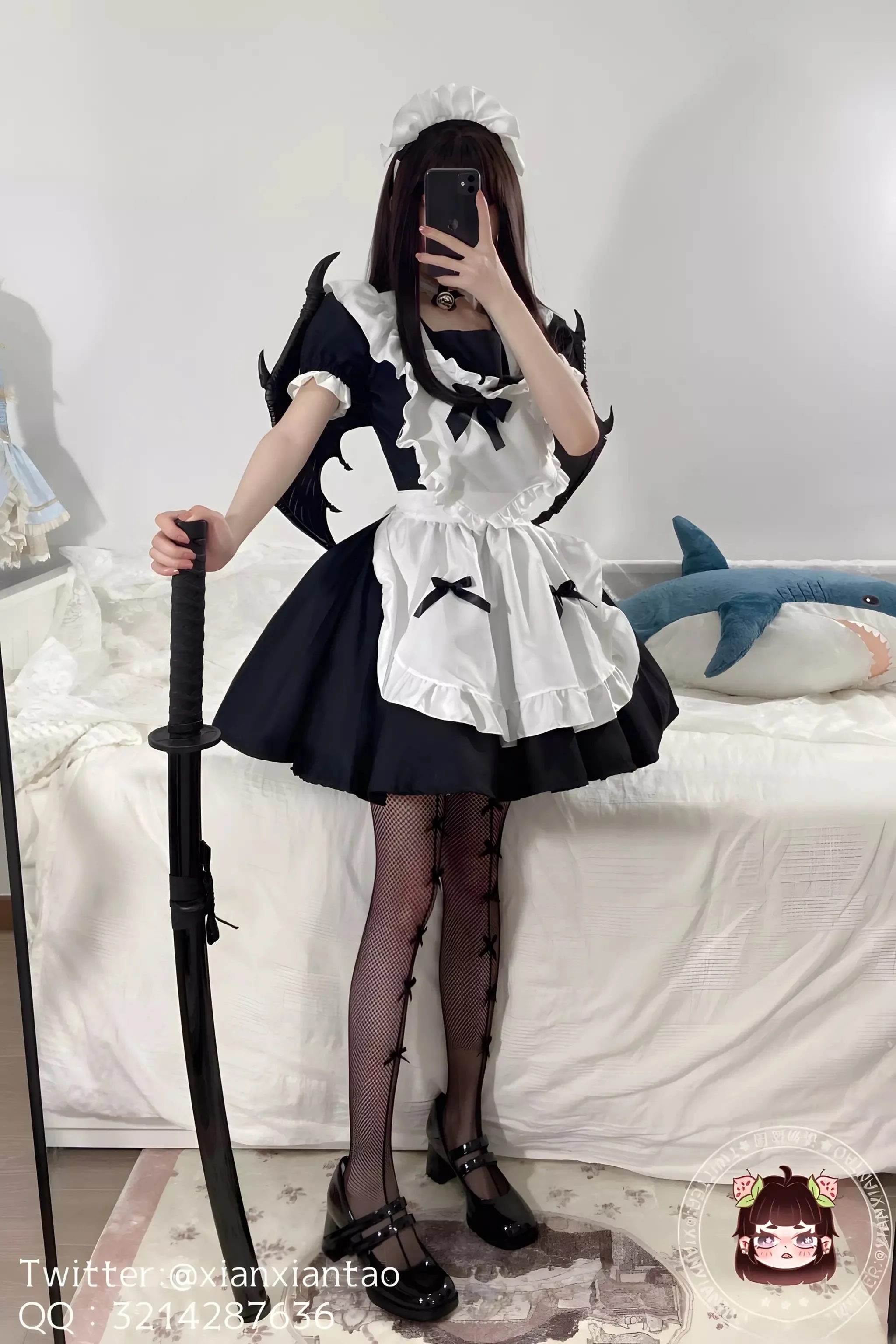 仙仙桃 cosplay 角色写真作品整理 黑白女仆幻想风格角色照片