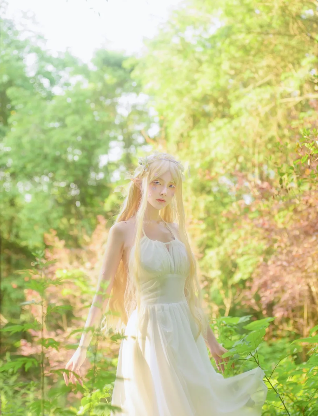 在下萝莉控ii cosplay角色风格作品整理 森林场景白色服装角色造型图
