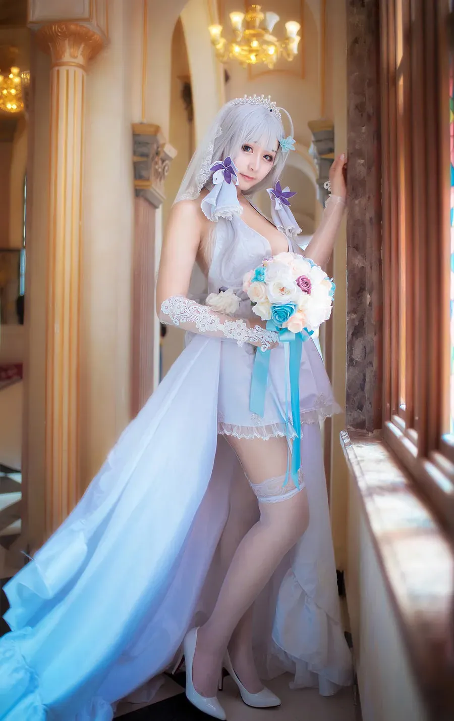 凛子酱兔女郎与幻想角色cosplay作品整理 白色婚纱幻想风角色扮演照片