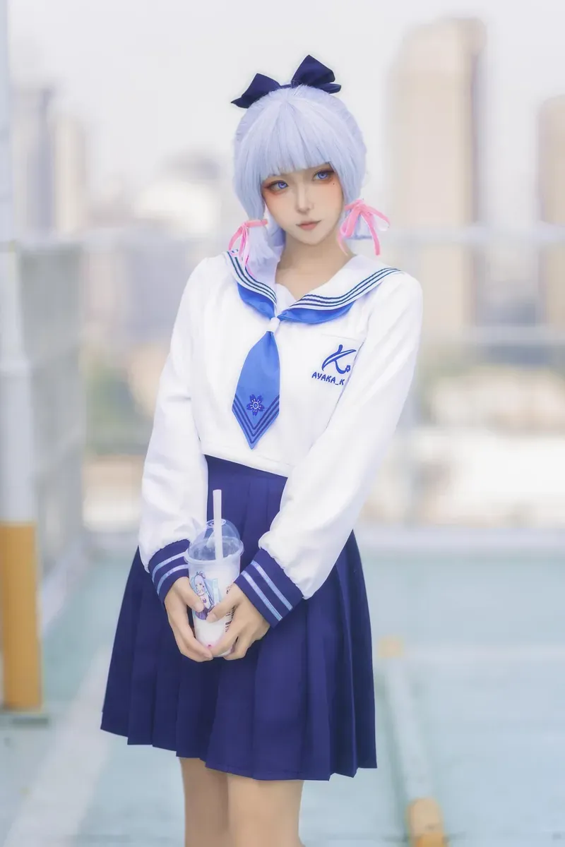 seya狮砸cosplay角色风格作品整理 蓝白色校园制服造型角色扮演照片