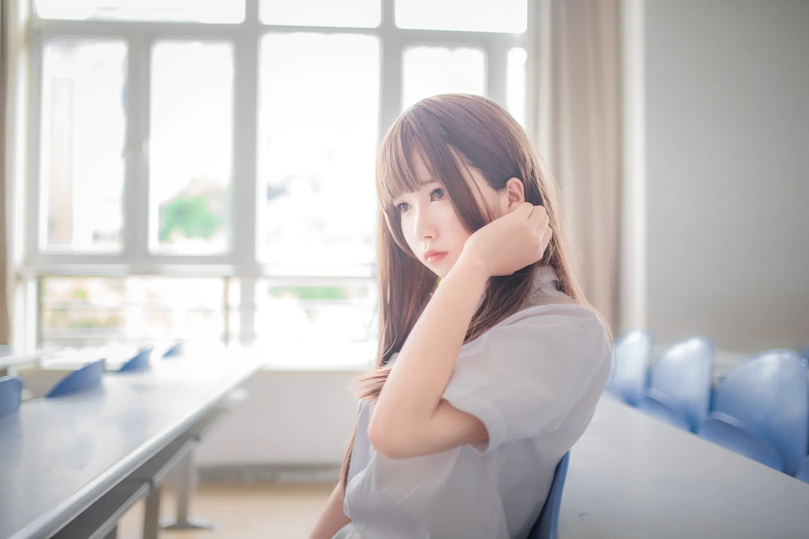 白金Saki cosplay角色写真风格整理 白金Saki校园感制服造型照片